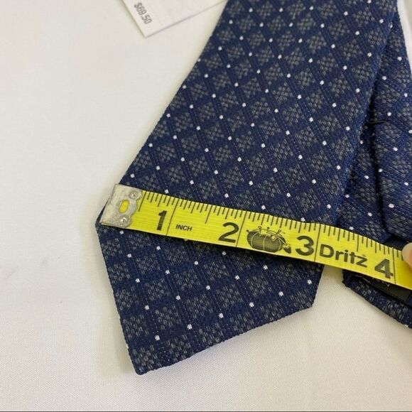 Michael Kors Blue and Gray Diamond Pattern Tie - Picture 3 of 4